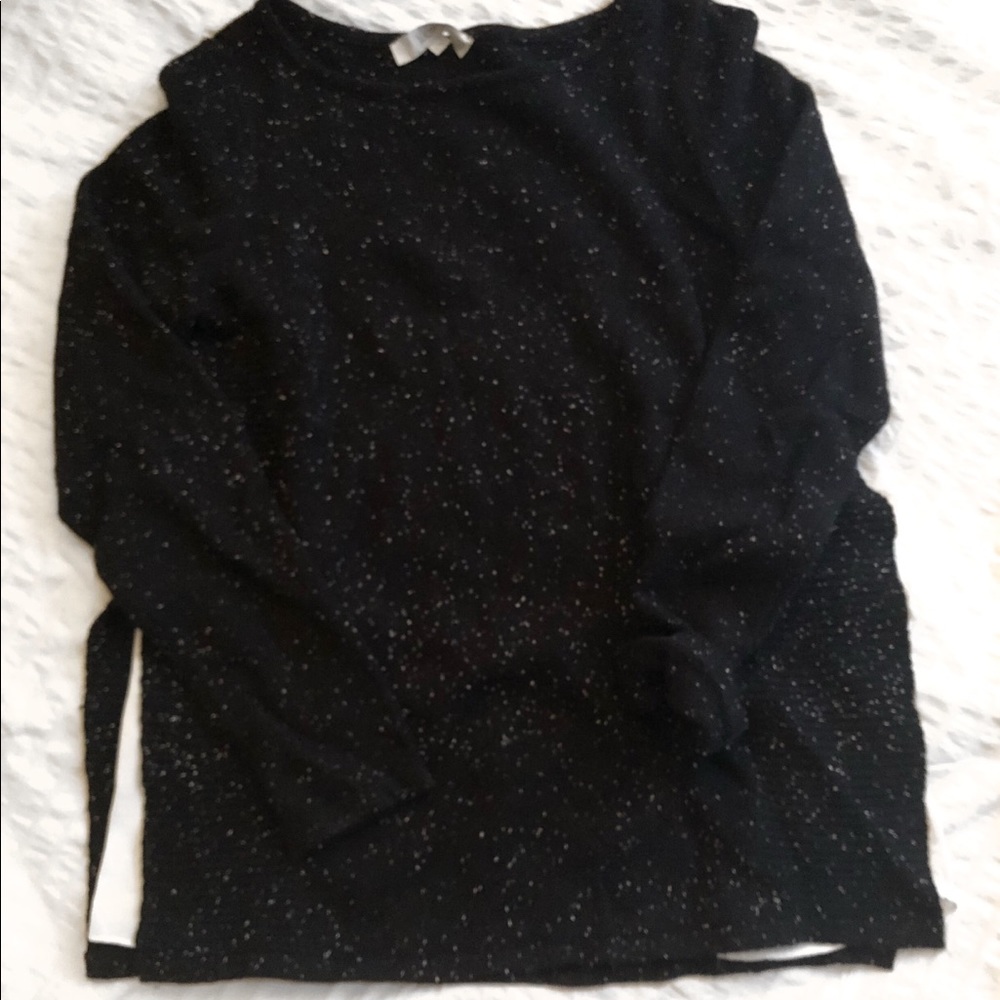 Loft Black and White Mixed Media Speckled Sweater